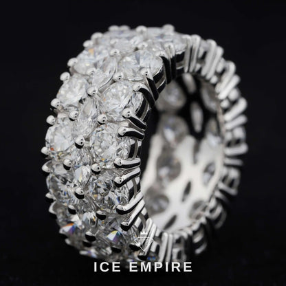 Iced Out 925 Silver Lab Grown Diamond Wedding Band