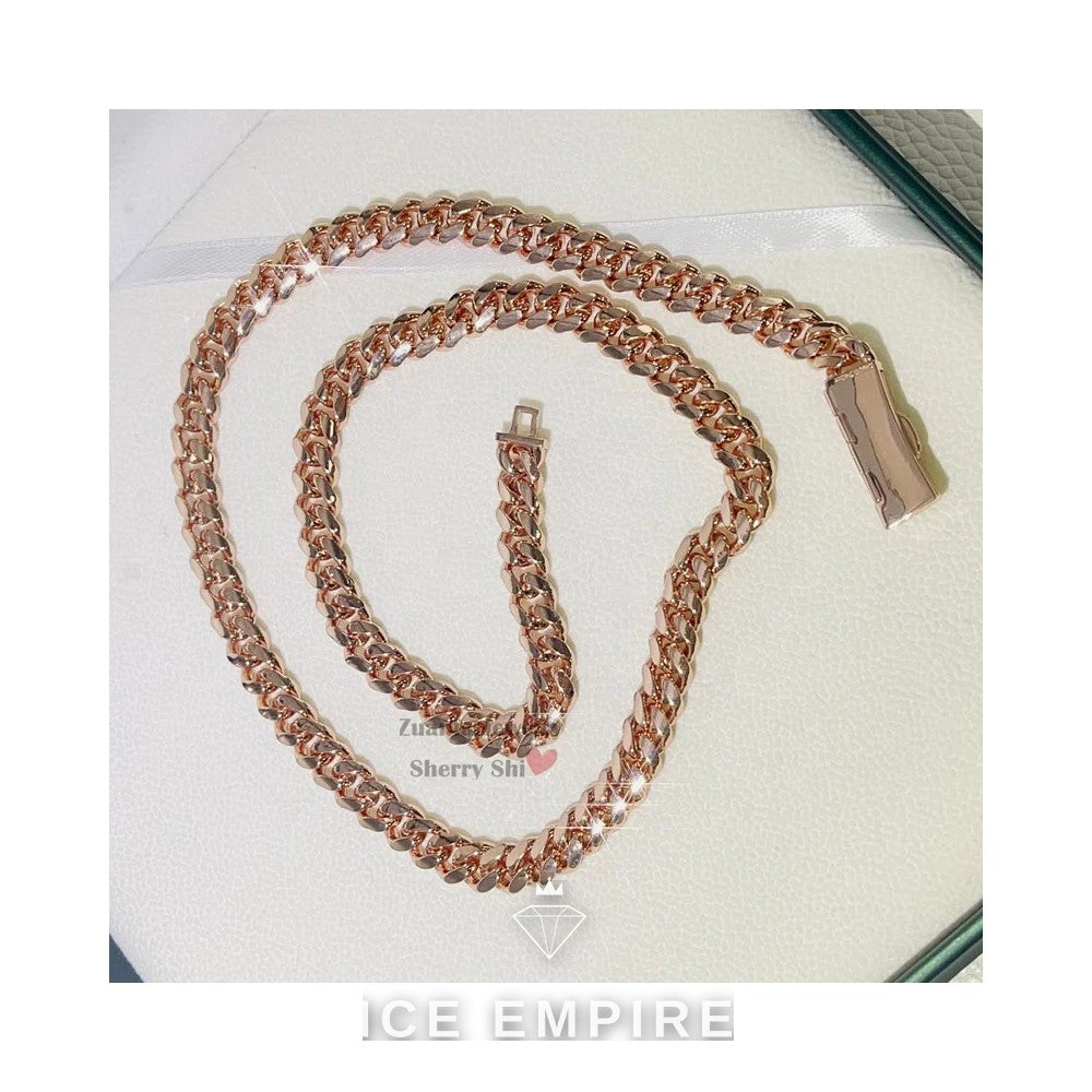 Iced Out Rose Gold Moissanite Cuban Chain