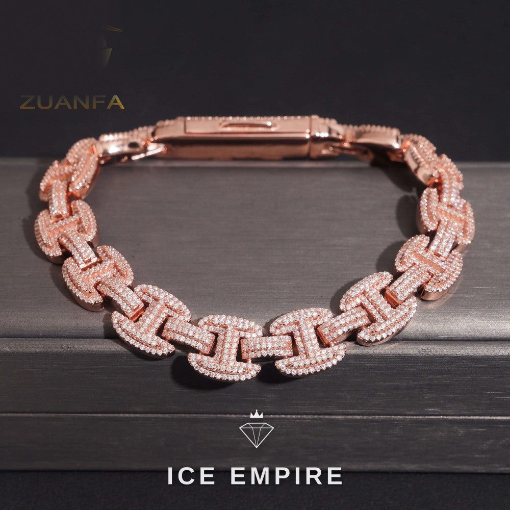 Iced Out Rose Gold Plated Moissanite Cuban Chain