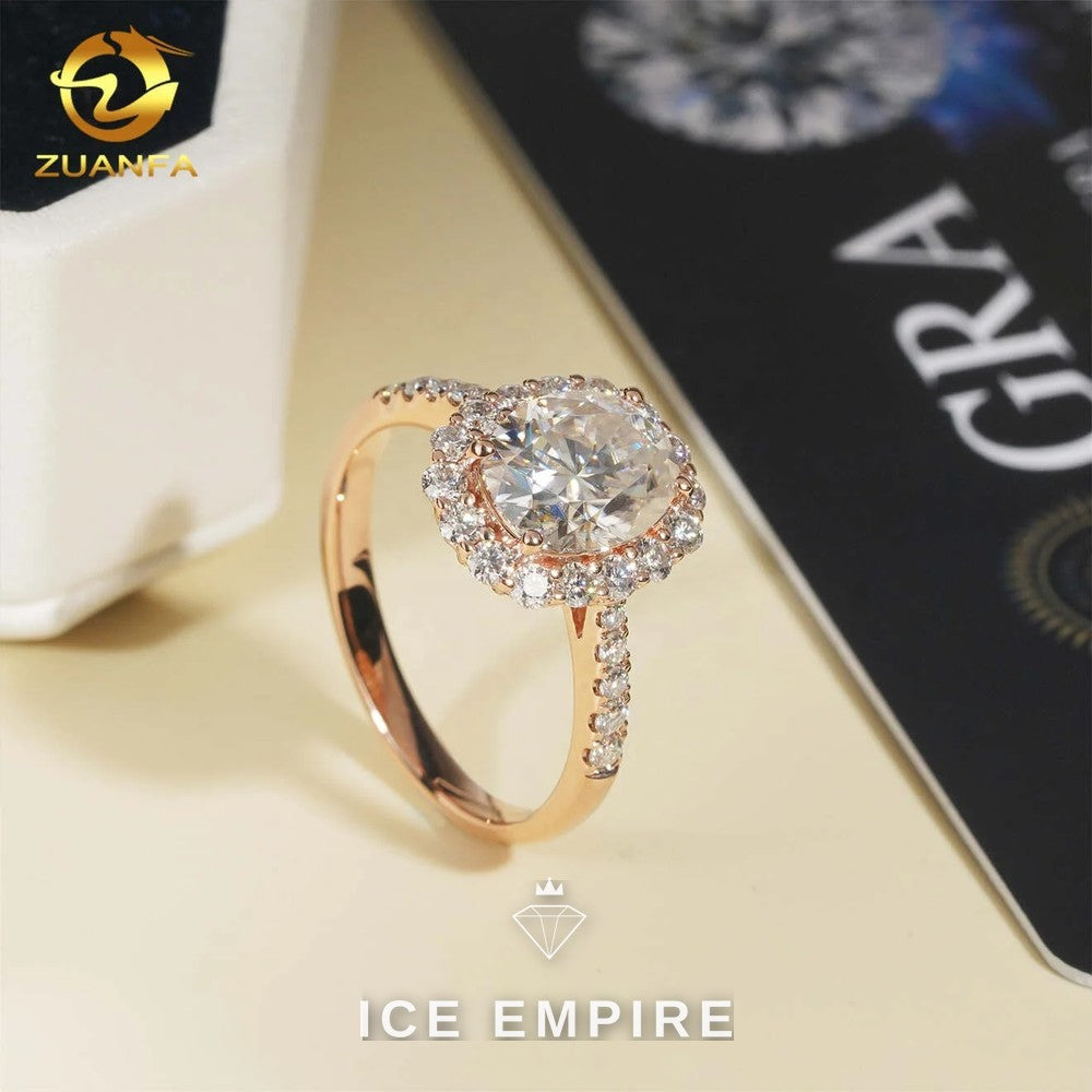 Iced Out Rose Gold Moissanite Engagement Ring