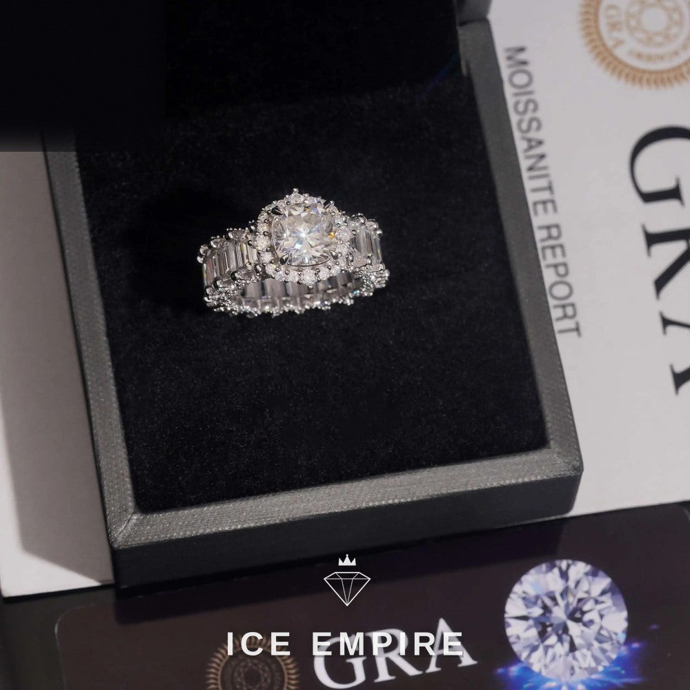 Iced Out Rose Gold Plated Moissanite Engagement Ring
