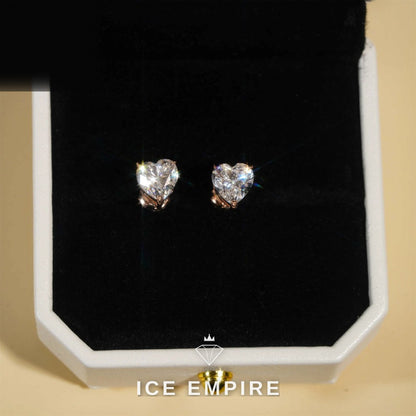 Iced Out Heart Gold Plated Moissanite Stud Earrings