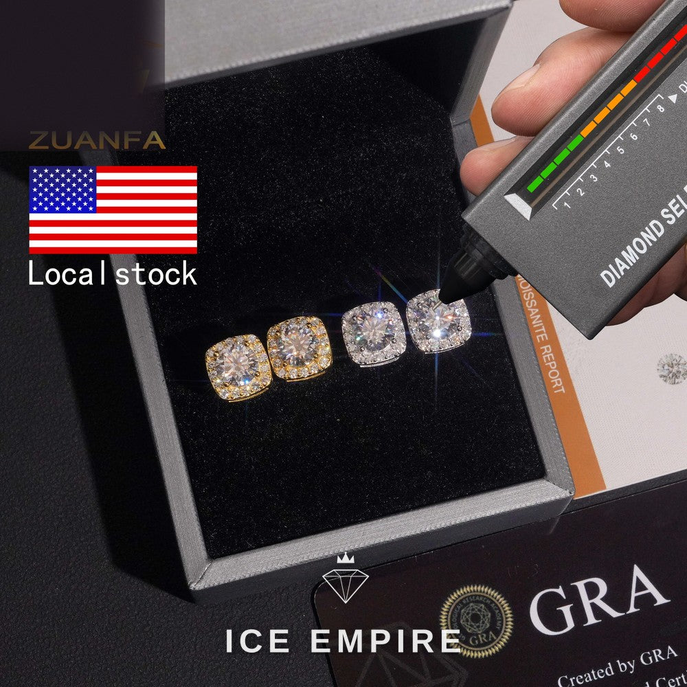 Iced Out Gold Plated Moissanite Stud Earrings