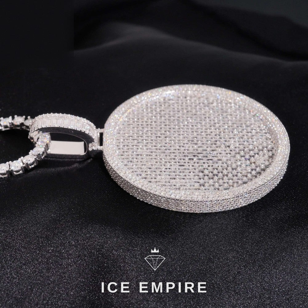 Iced Out Baguette 925 Silver Moissanite Pendant