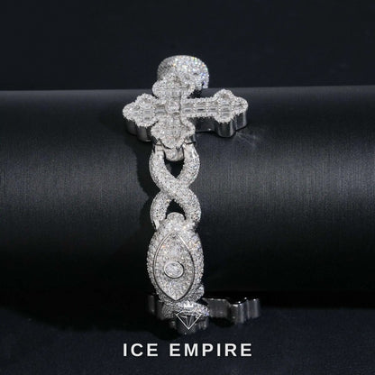 Iced Out Cross 925 Silver Moissanite Cuban Chain