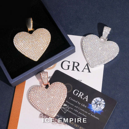 Iced Out Heart Gold Plated Moissanite Pendant