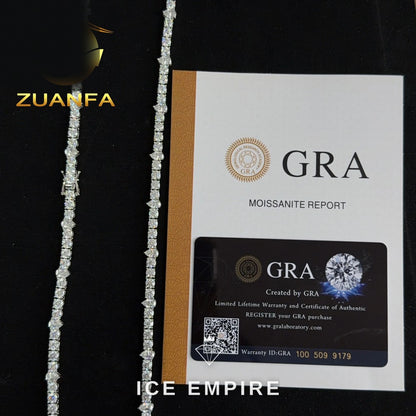 Iced Out 925 Silver Moissanite Tennis Chain
