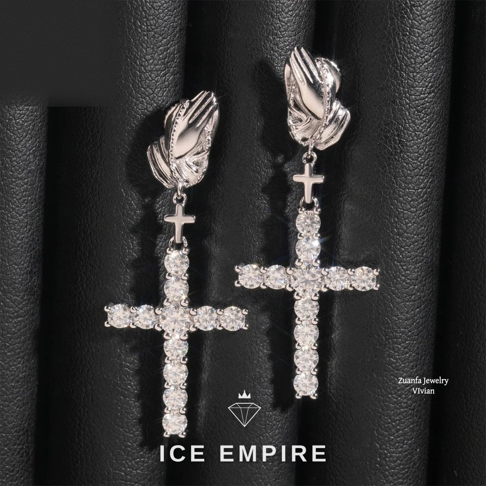 Iced Out 925 Silver Moissanite Earrings
