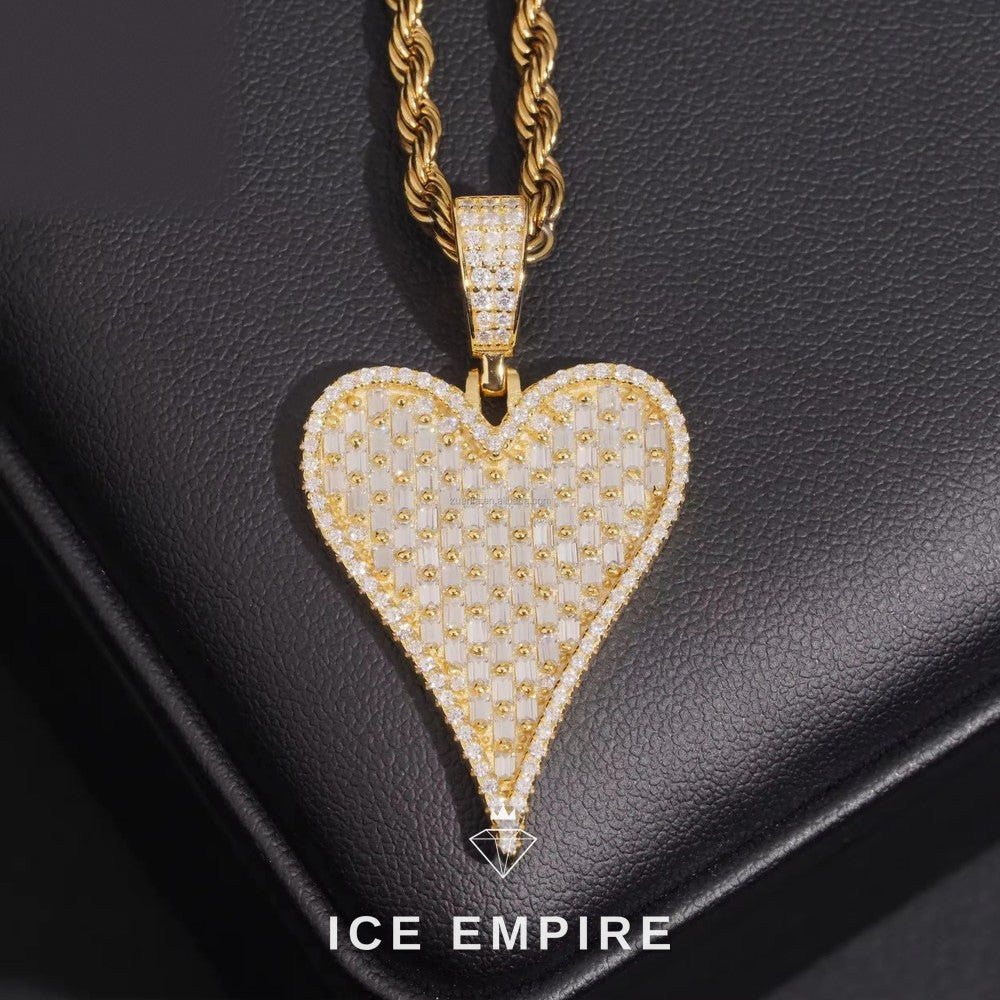 Iced Out Heart 925 Silver Moissanite Pendant