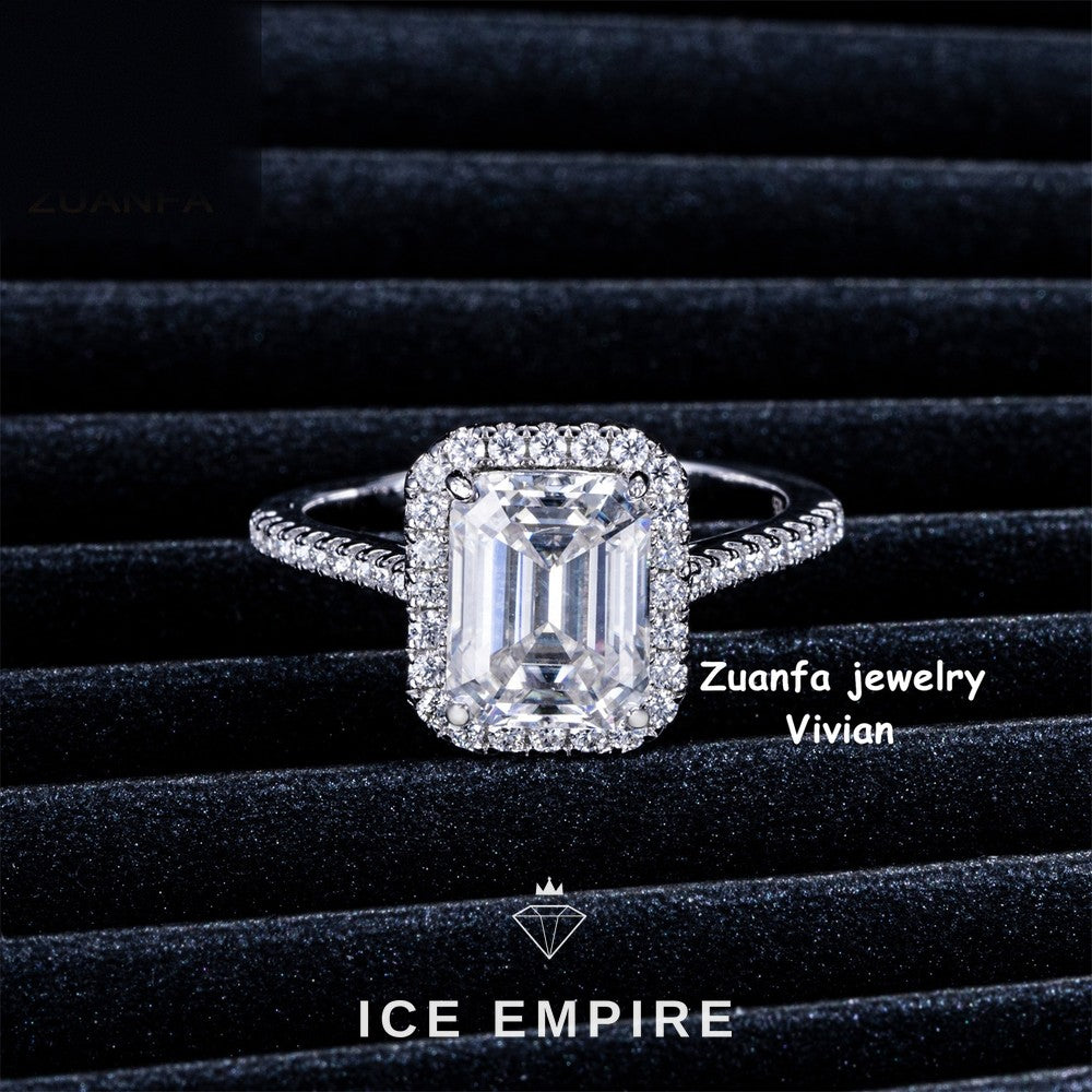 Iced Out 925 Silver Moissanite Ring