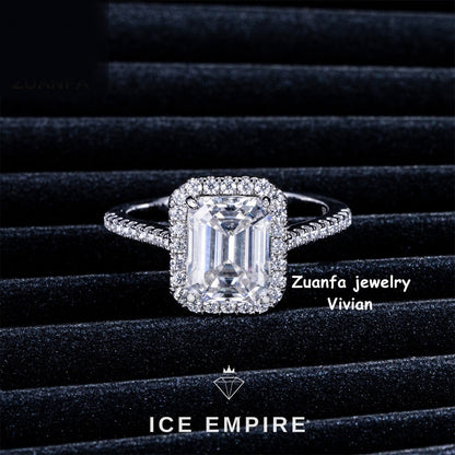 Iced Out 925 Silver Moissanite Ring