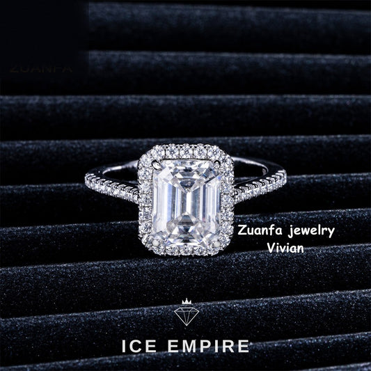 Iced Out 925 Silver Moissanite Ring