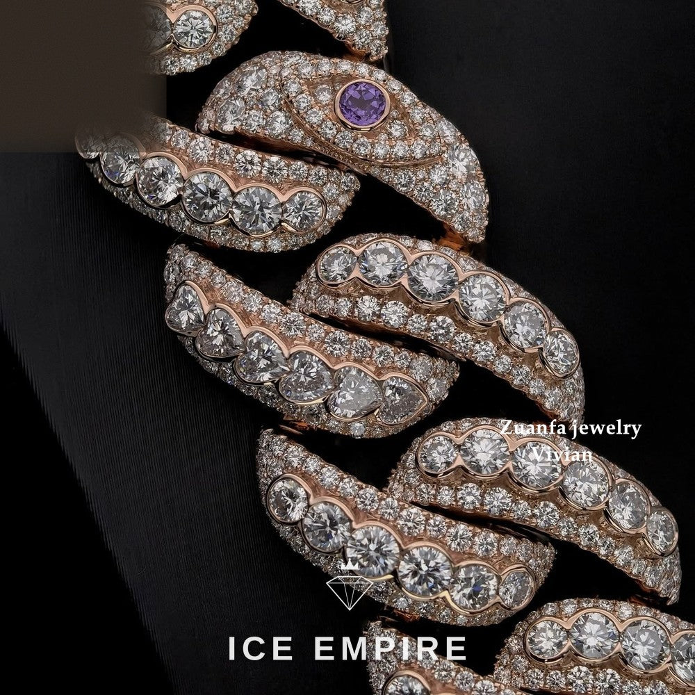 Iced Out Rose Gold Plated Moissanite Cuban Chain