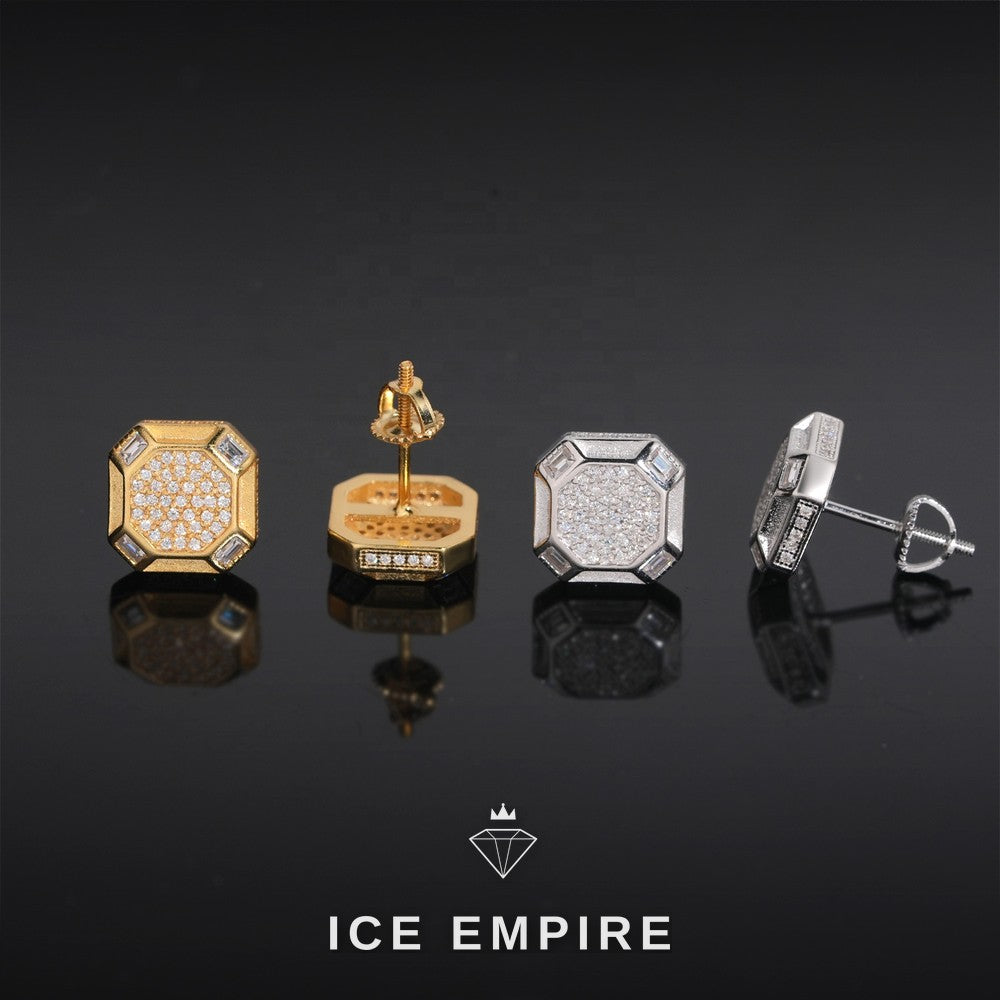 Iced Out Rose Gold Plated Moissanite Stud Earrings