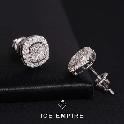 Iced Out Cluster 925 Silver Moissanite Stud Earrings
