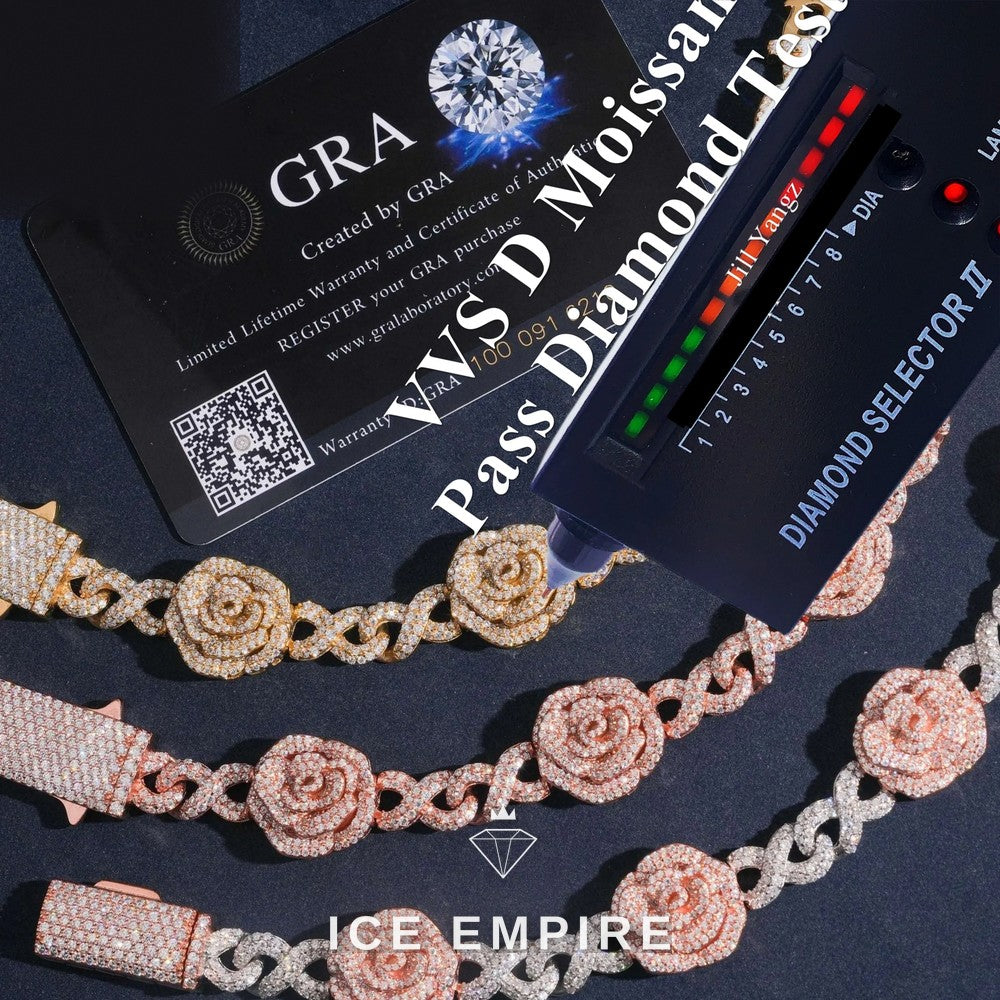 Iced Out 925 Silver Moissanite Cuban Chain
