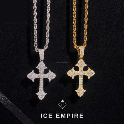 Iced Out Cross 925 Silver Pendant