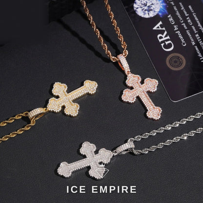 Iced Out Cross Rose Gold Plated Moissanite Pendant