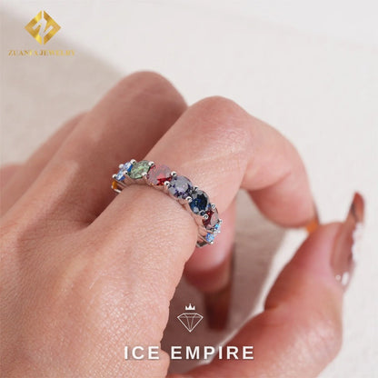 Iced Out 925 Silver Moissanite Wedding Band