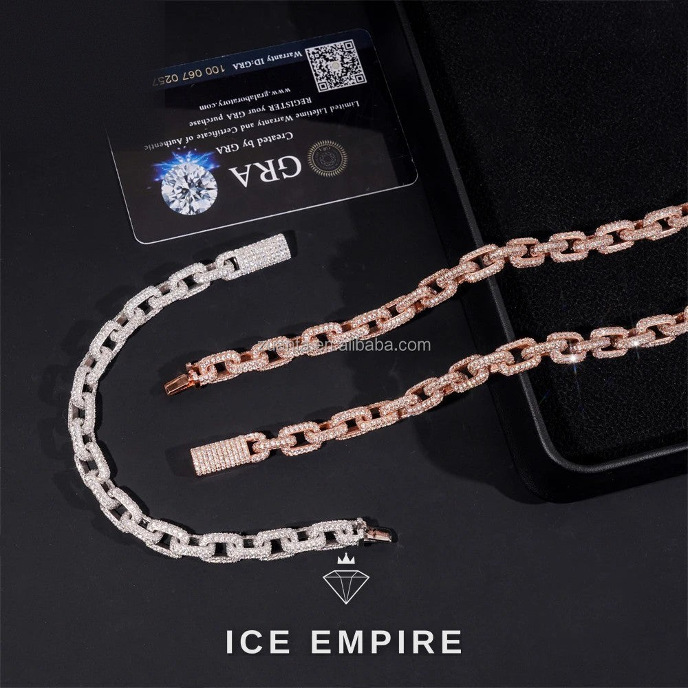 Iced Out 925 Silver Moissanite Cuban Chain