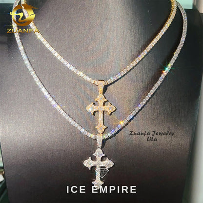 Iced Out Cross 925 Silver Pendant
