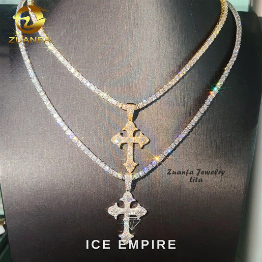 Iced Out Cross 925 Silver Pendant