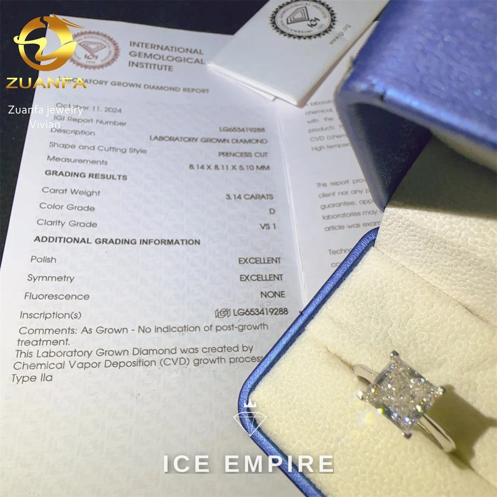 Iced Out Cluster 18K Gold Lab Grown Diamond Engagement Ring