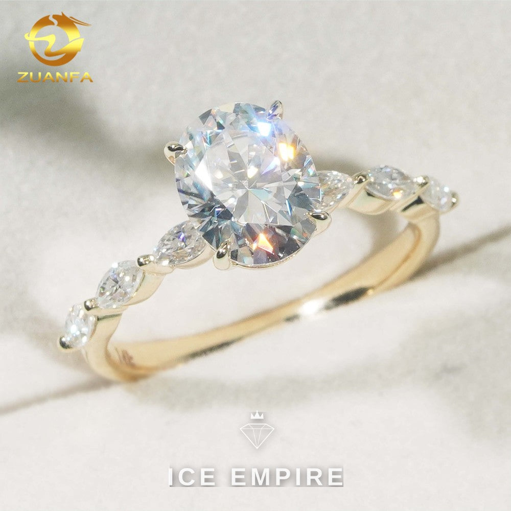 Iced Out 14K Gold Moissanite Engagement Ring