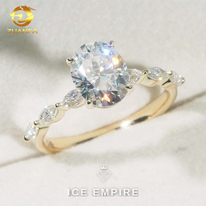 Iced Out 14K Gold Moissanite Engagement Ring