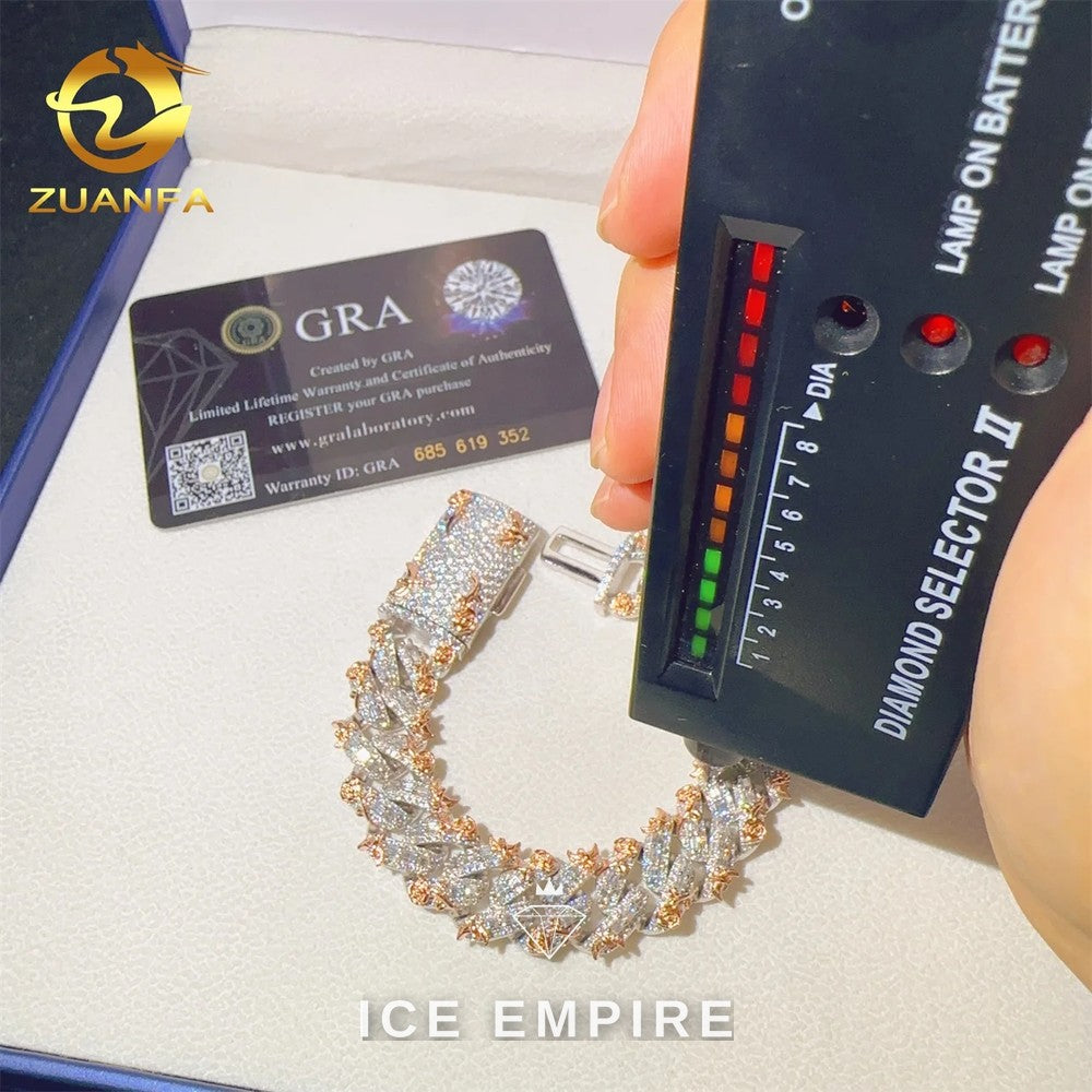 Iced Out 925 Silver Moissanite Cuban Chain