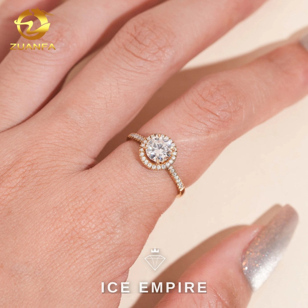 Iced Out 10K Gold Moissanite Engagement Ring