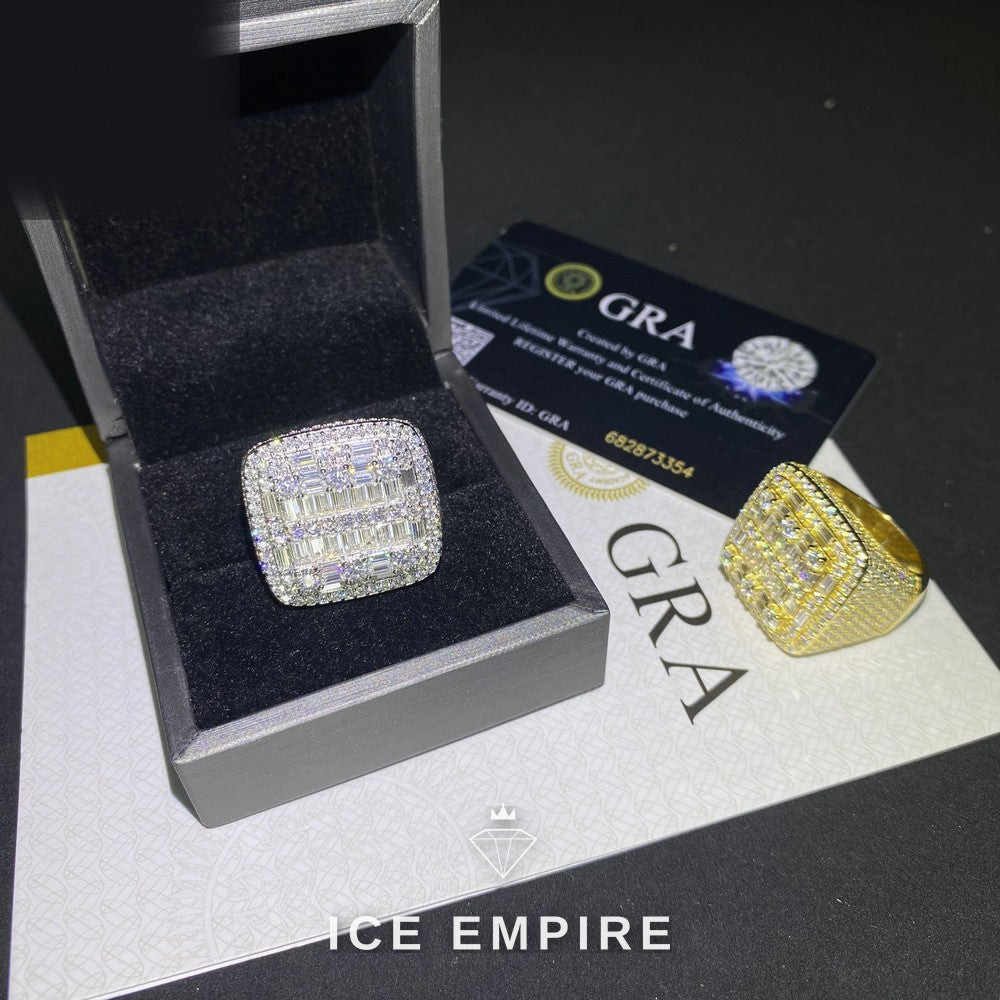 Iced Out Baguette 925 Silver Moissanite Ring