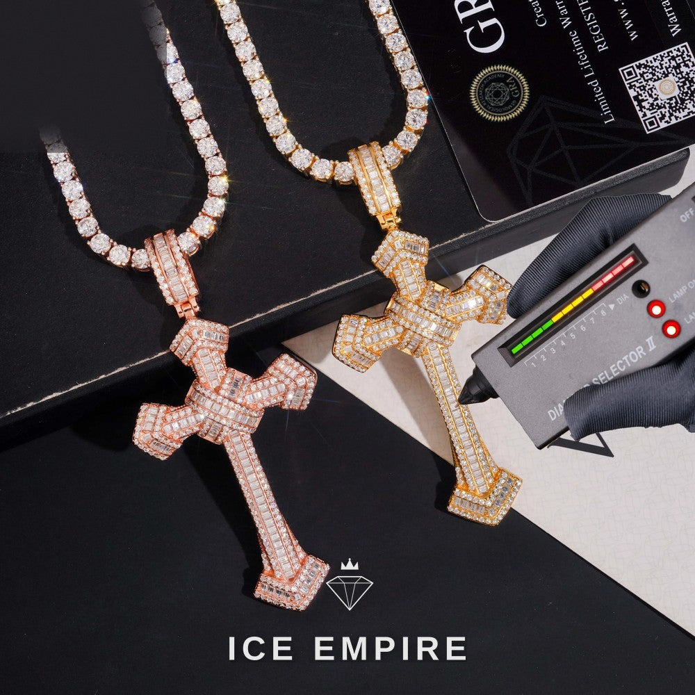 Iced Out Cross Gold Plated Pendant