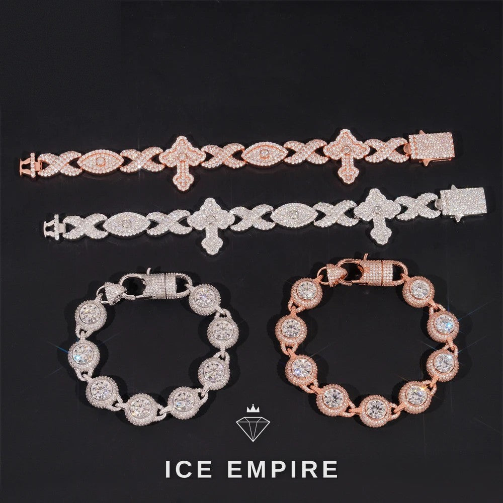 Iced Out Cross Gold Plated Moissanite Cuban Chain