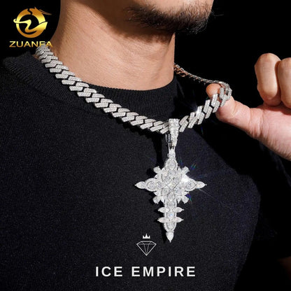 Iced Out Cluster Rose Gold Plated Moissanite Pendant