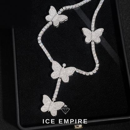 Iced Out Heart Rose Gold Plated Moissanite Cuban Chain
