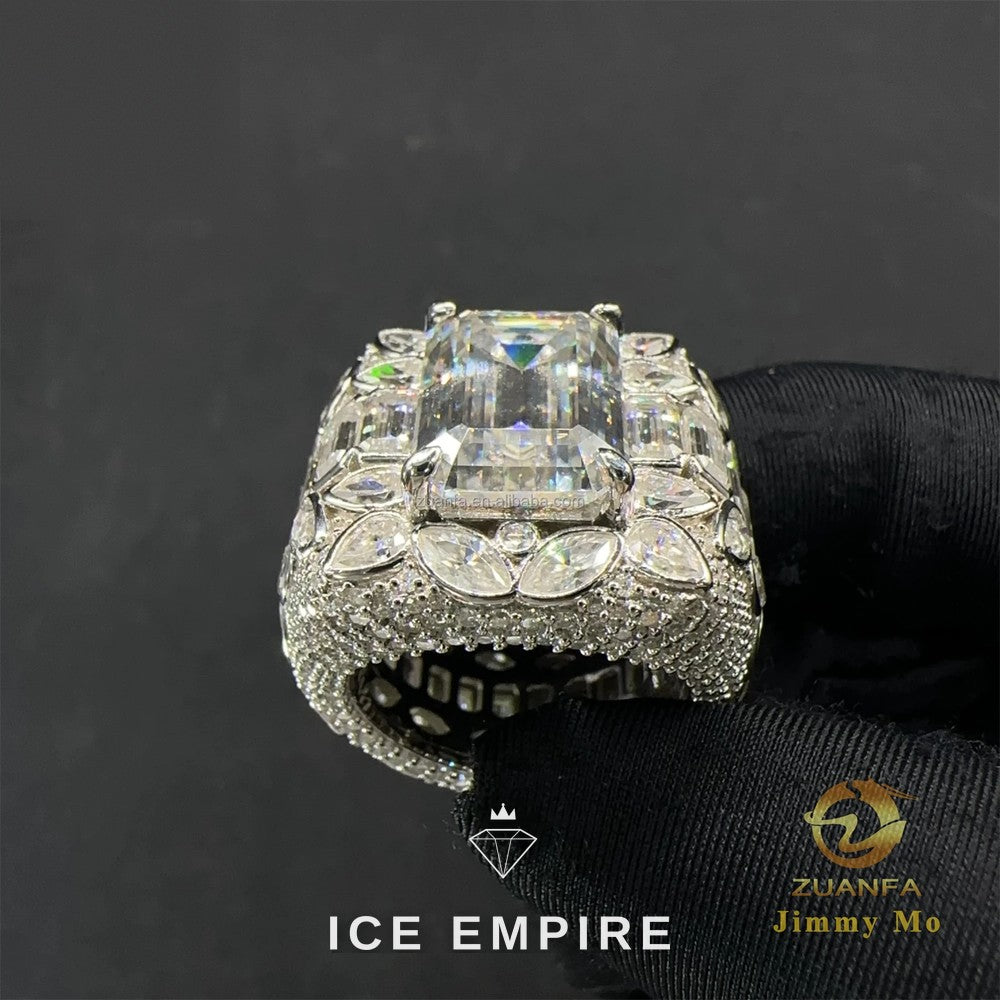 Iced Out 925 Silver Moissanite Ring