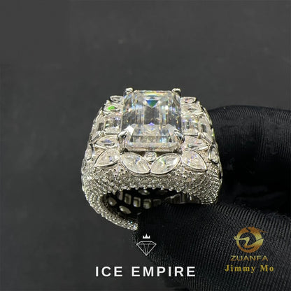 Iced Out 925 Silver Moissanite Ring