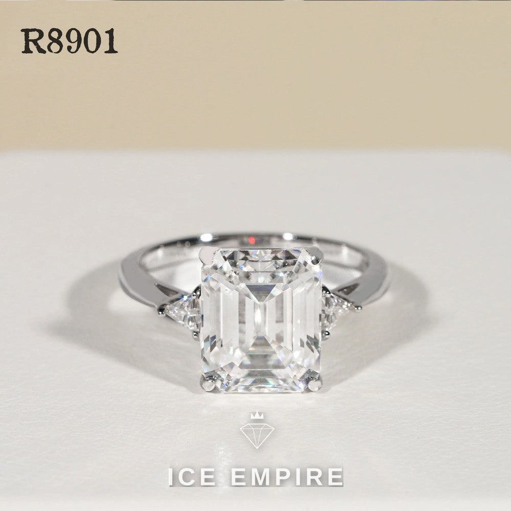 Iced Out 925 Silver Moissanite Engagement Ring