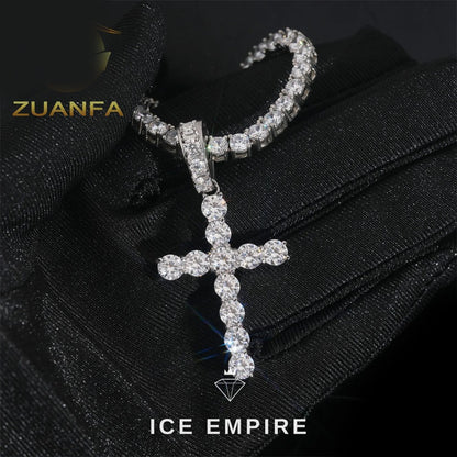 Iced Out Cross Rose Gold Plated Moissanite Pendant