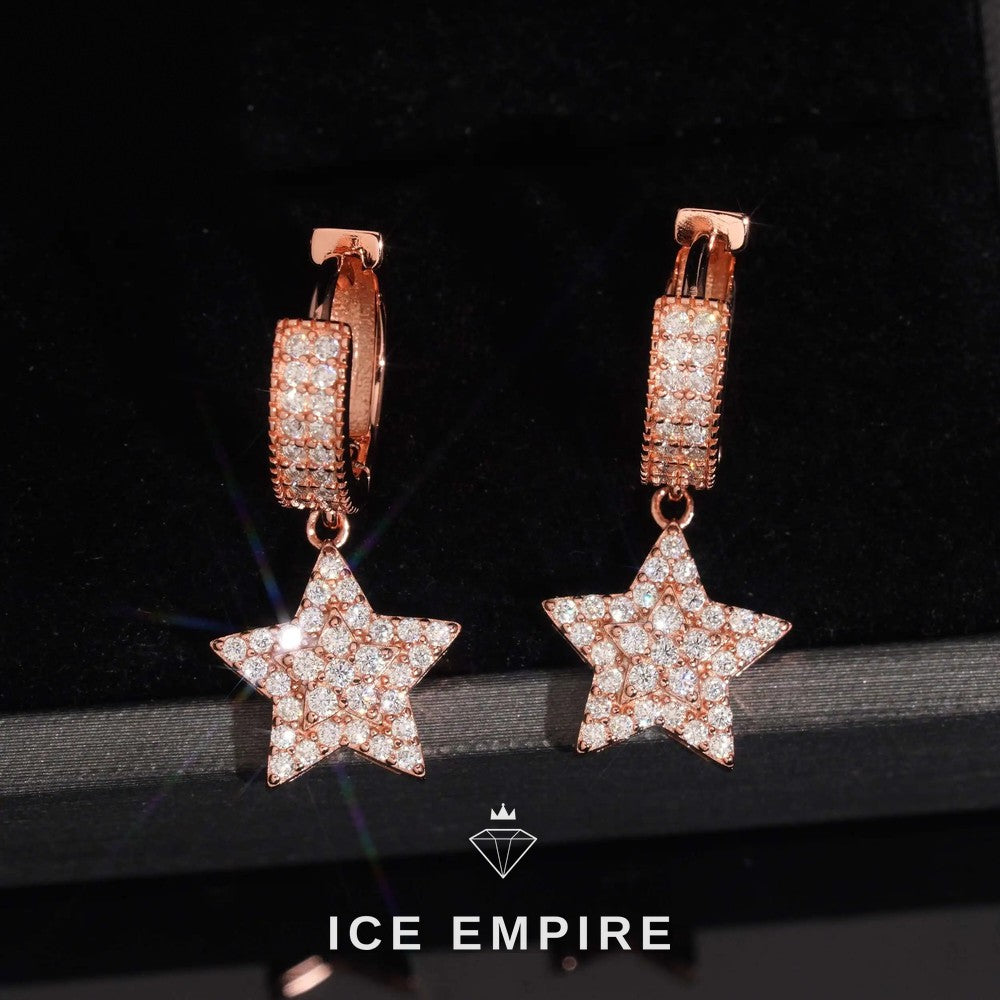 Iced Out Gold Plated Moissanite Hoop Earrings