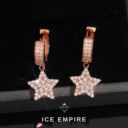 Iced Out Gold Plated Moissanite Hoop Earrings