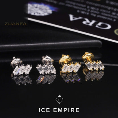 Iced Out Baguette Rose Gold Plated Moissanite Earrings