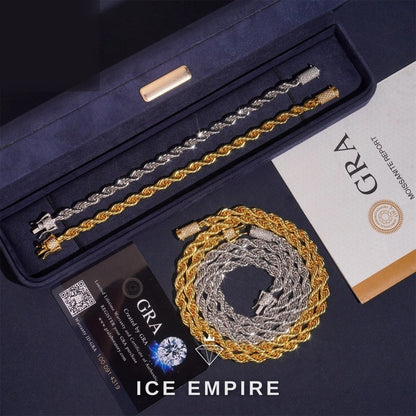 Iced Out Rose Gold Moissanite Rope Chain