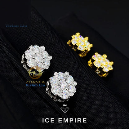 Iced Out 925 Silver Moissanite Stud Earrings