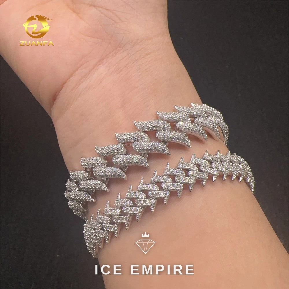 Iced Out 925 Silver Moissanite Cuban Chain