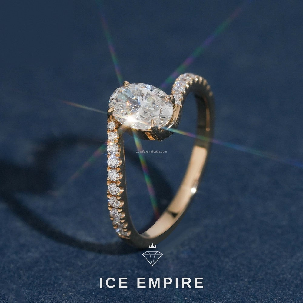 Iced Out 14K Gold Lab Grown Diamond Engagement Ring