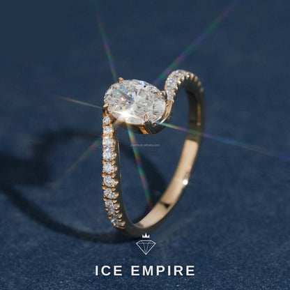 Iced Out 14K Gold Lab Grown Diamond Engagement Ring
