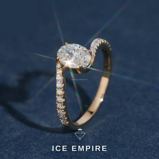 Iced Out 14K Gold Lab Grown Diamond Engagement Ring