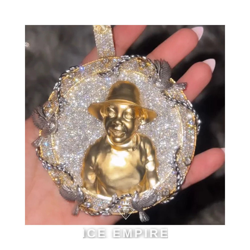 Iced Out Rose Gold Plated Moissanite Pendant